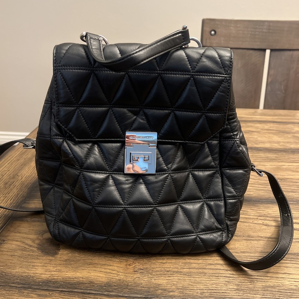 Michael Kors Vivianne Black Quilted Leather Backpack